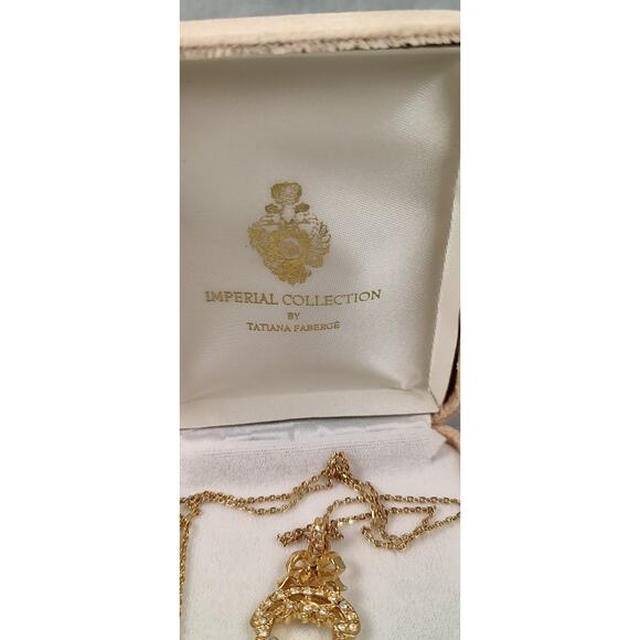 Signed Tatiana Faberge Imperial Collection Rhinestone Bird 18" Pendant Necklace - Picture 6 of 8